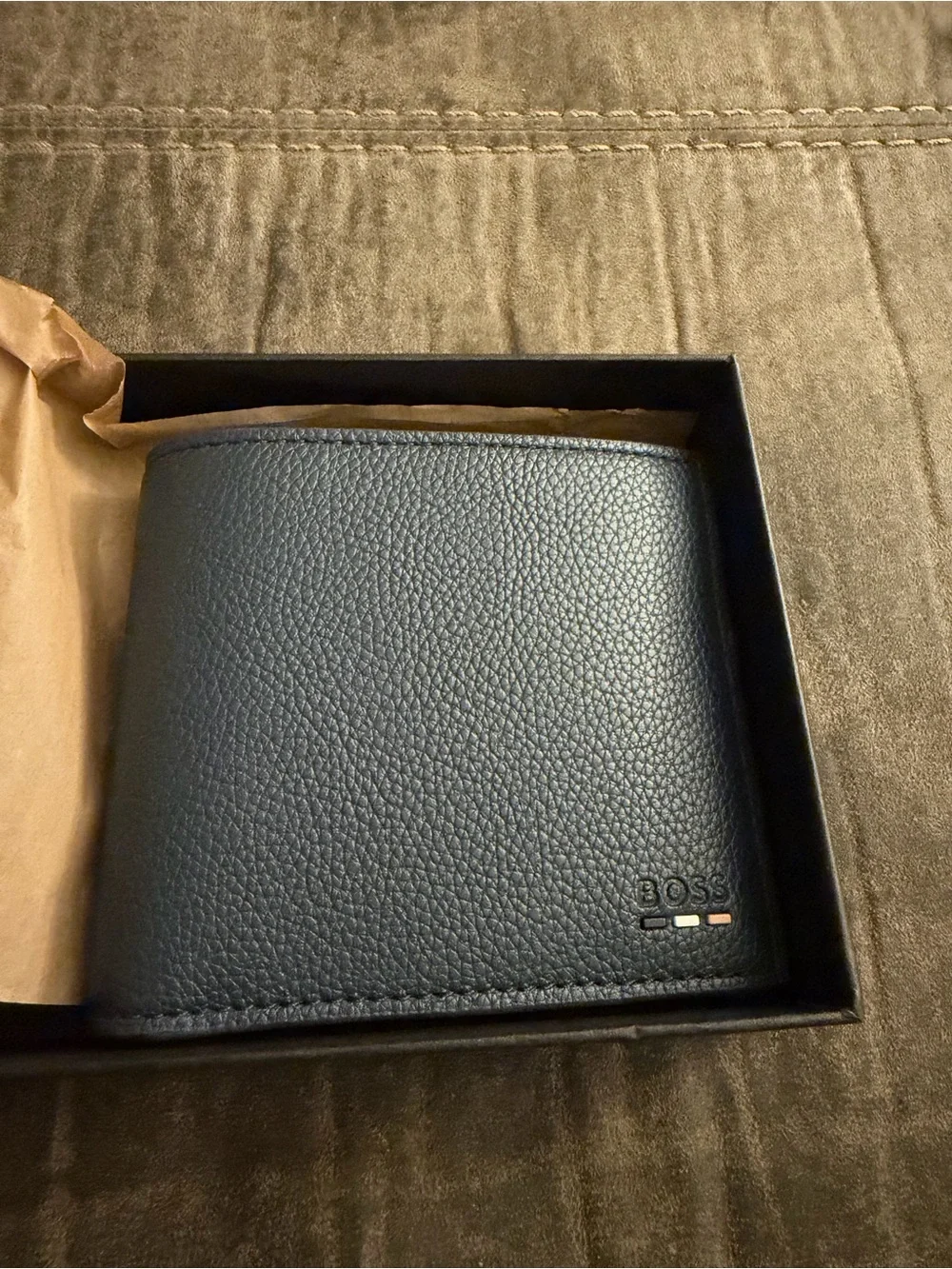 Boss Black and Red Leather Double Billfold Wallet